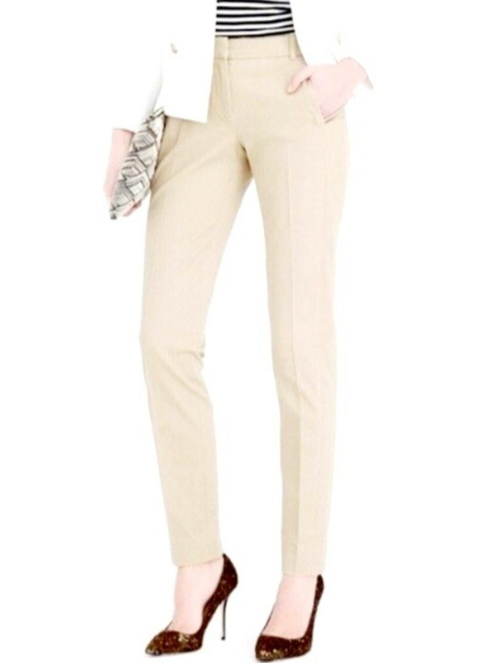 J. Crew Cream Maddie Bi Stretch Ankle Pant Size 2 Work Career Workwear